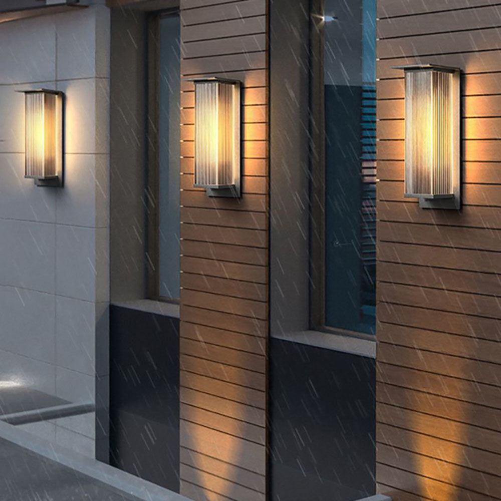 Ray Retro Cuboide Metal/Acrílico LED Aplique de Pared Exterior Negro