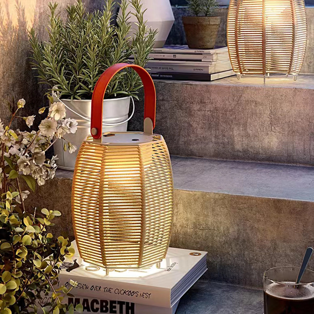 Ray Lindo Retro Farol Bambú Lámpara Exterior Patio Jardín