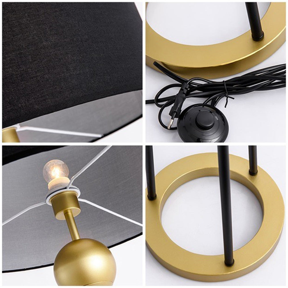 Mira Simple Cilíndrica Metal/Textil Lámpara de Pie Negra