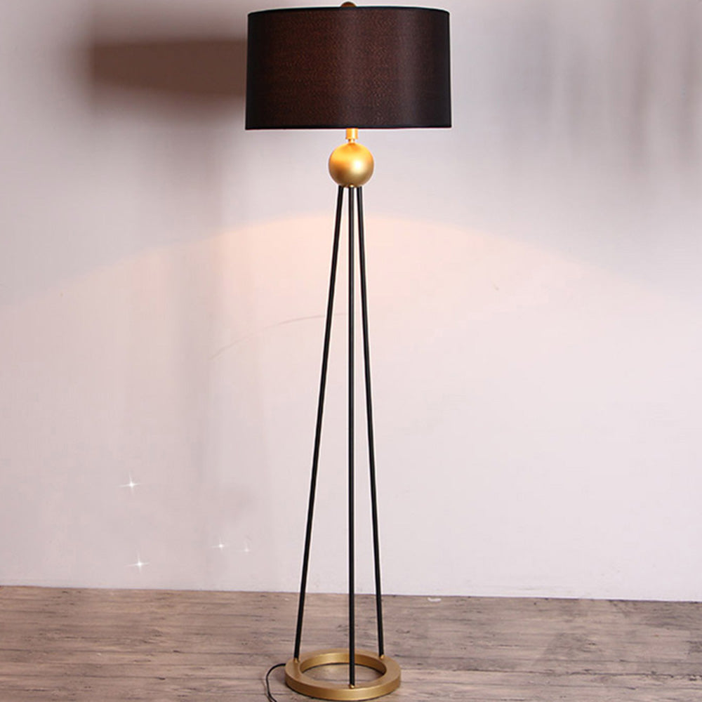 Mira Simple Cilíndrica Metal/Textil Lámpara de Pie Negra