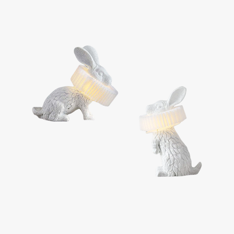 Arisha Moderna Diseño Resina Coneja Lámpara de Mesa Blanca