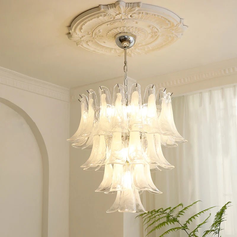 Aurora Chandelier Murano Glass Leaf Golden - Letslighting