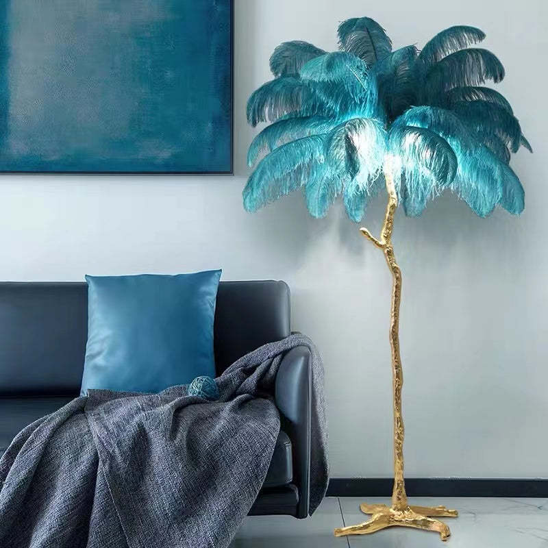 O'Moore Luxury Árbol Pluma/Resina Lámpara de Pie/Mesa Blanca/Verde/Gris/Negra