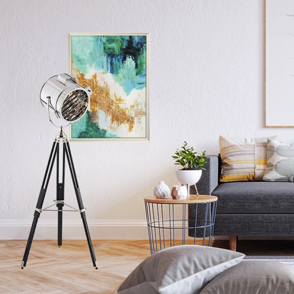 Mira Moderna Diseño Metal/Madera Lámpara de Pie Cromo/Dorada