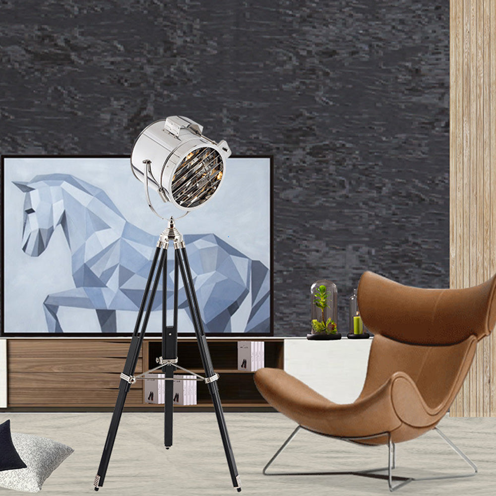 Mira Moderna Diseño Metal/Madera Lámpara de Pie Cromo/Dorada
