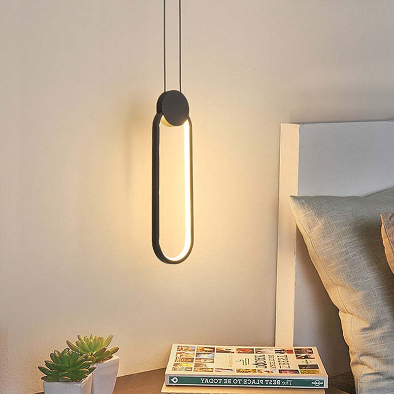 Arisha Minimalista Anillo Metal/Acrílico LED Lámpara Colgante Negra