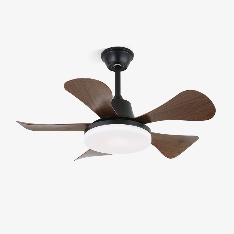Ventilador de techo Aurefan de madera con luz, aspas de nogal y estructura metálica