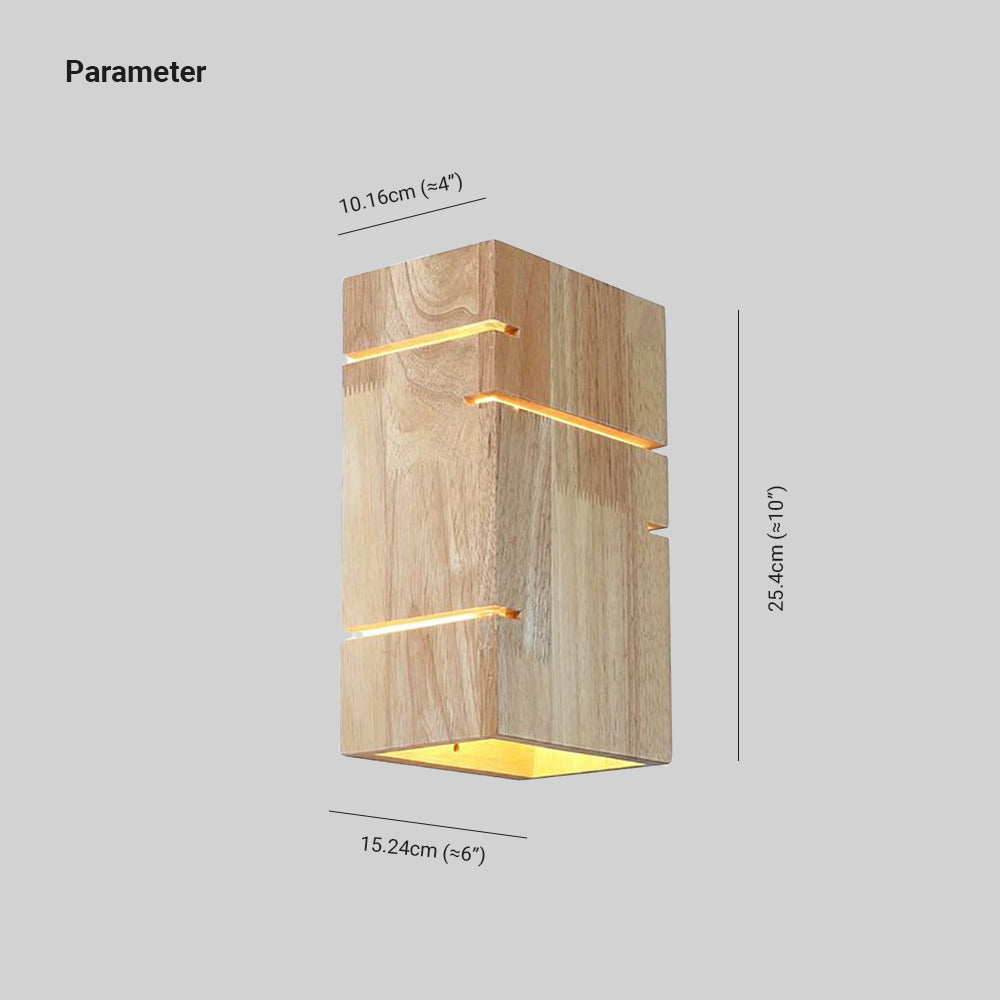 Muto Madera LED Aplique de Pared Rectángulo Amarilo