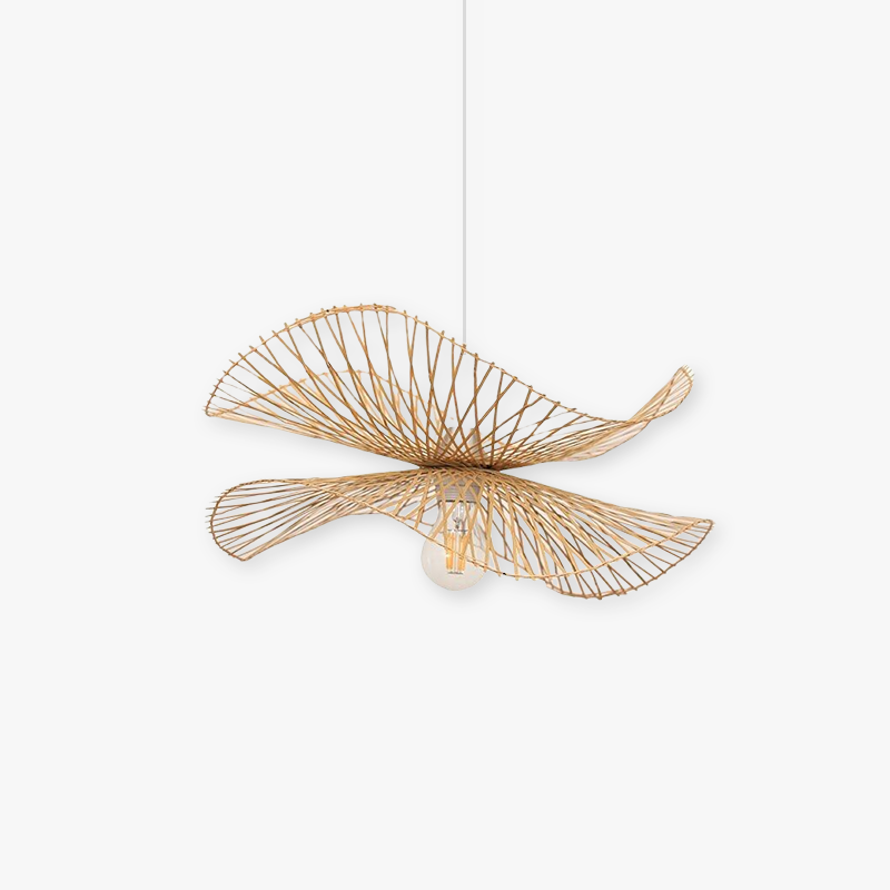 Muto Zen Art Déco Irregularmente Metal/Ratán LED Lámpara Colgante Madera