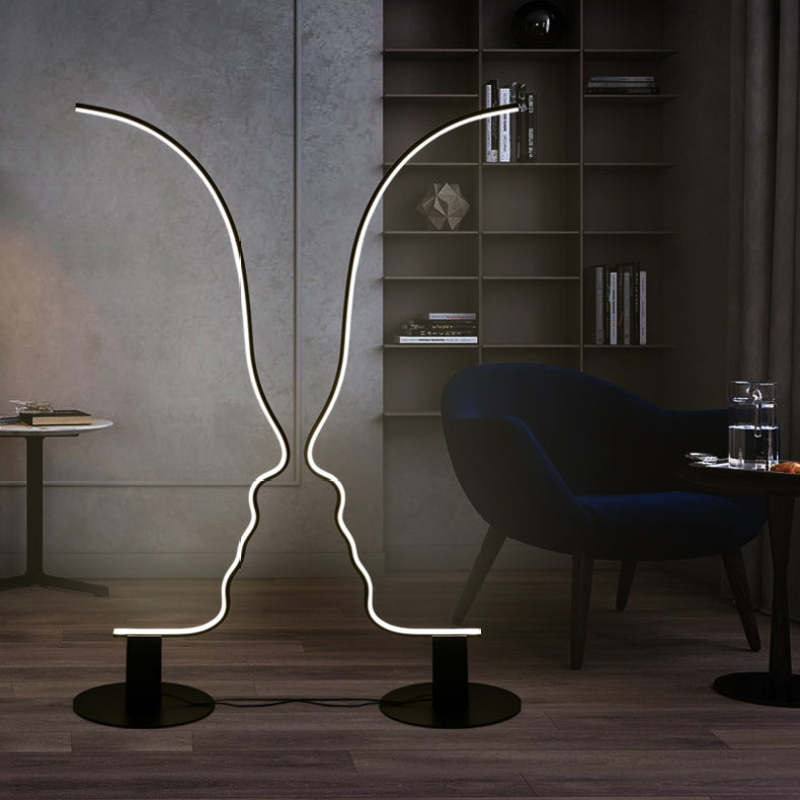 Edge Moderna Diseño Metal/Silicio LED Lámpara de Pie Negra