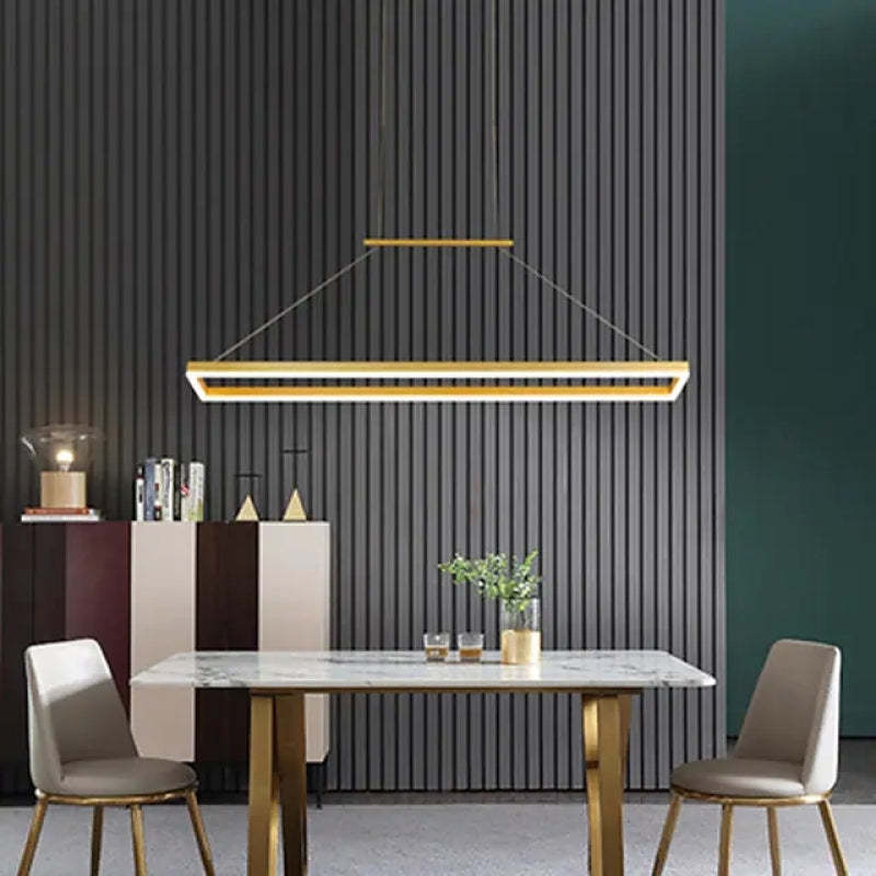 Edge Clásica Rectangular Metal Lámpara Colgante Café/Dorada