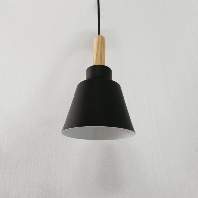Arisha Minimalista Cónica Metal/Madera Lámpara Colgante Negra/Blanca