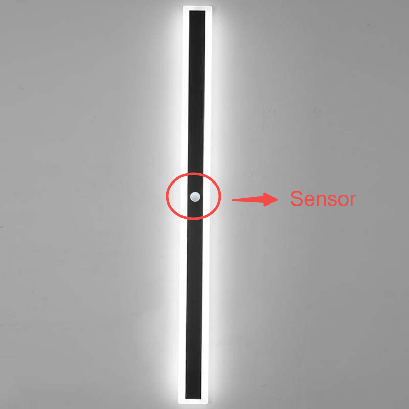 Edge Moderna Lineal Metal Aplique de Pared Exterior Negra