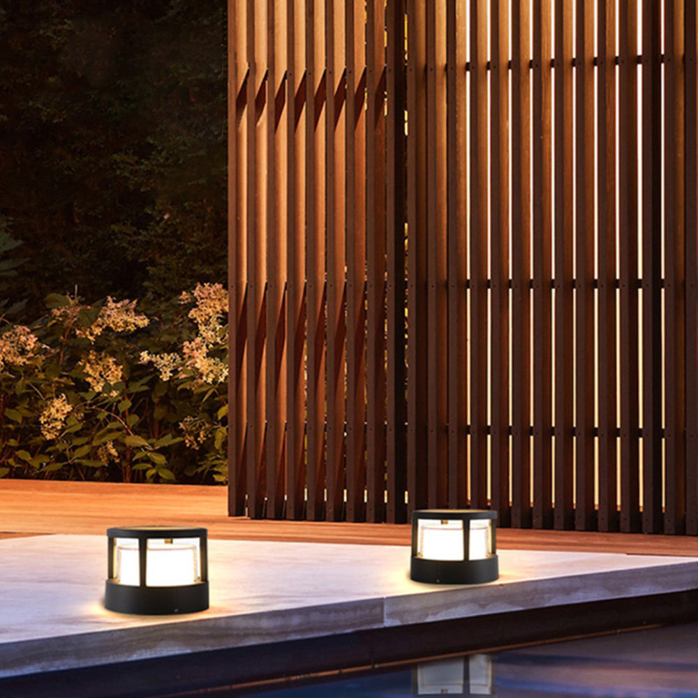 Ray Moderna Lámpara Exterior Cilíndrica Metal Acrílico Patio