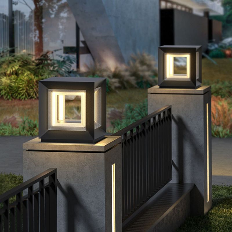 Ray Moderno Lámpara LED Exterior Cubo Metal Patio
