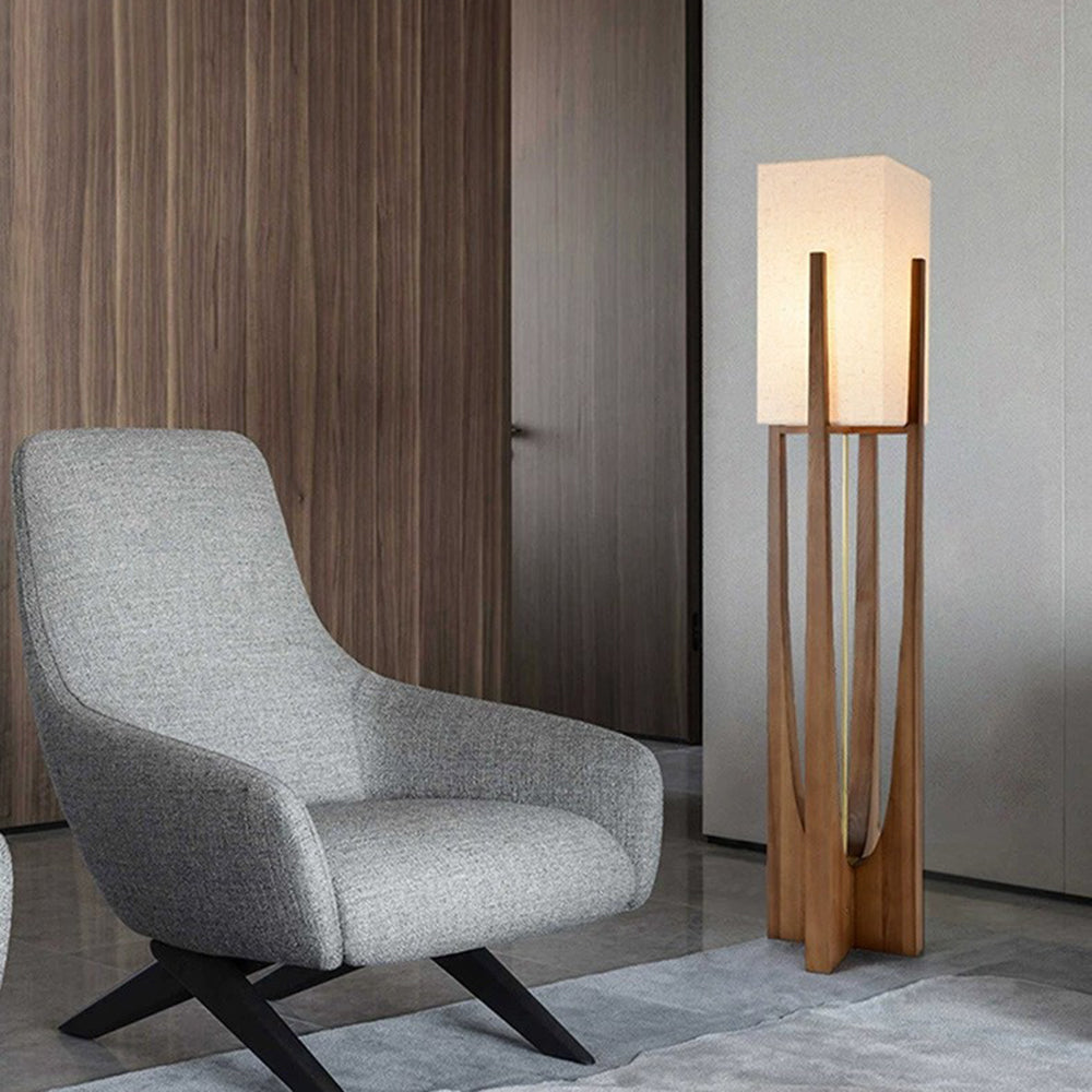 Muto Moderna Minimalista Madera/Tela Lámpara de Pie Nogal/Madera