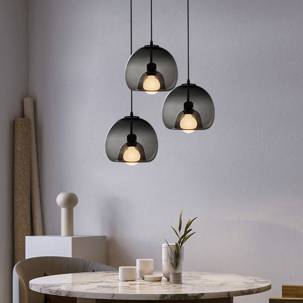 Valentina Minimalista Esférica Metal/Vidrio Lámpara Colgante Ámbar/Gris Ahumado