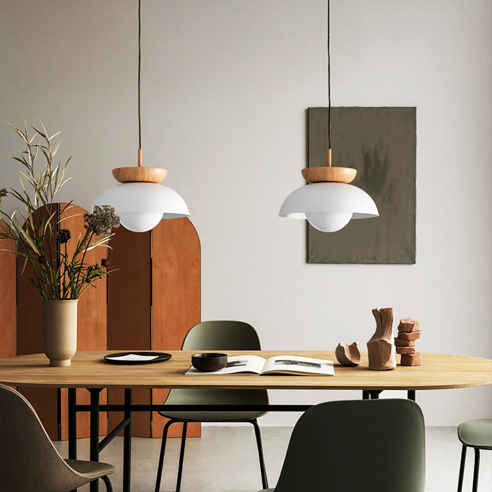 Muto Nórdica Lámpara Colgante Madera Metal Dormitorio Comedor