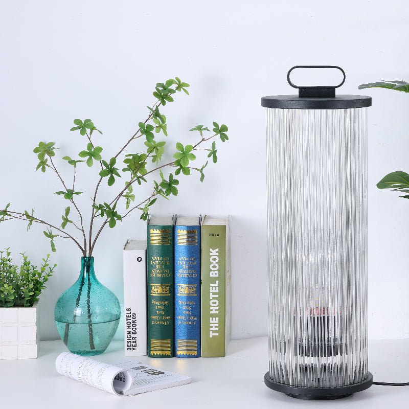 Mira Moderno Geométrico Metal/Vidrio Lámpara de Pie Exterior Negro
