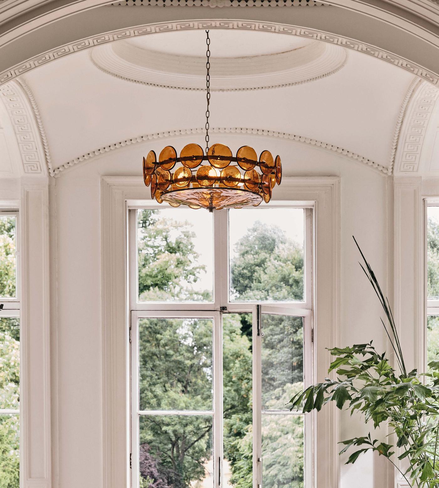 Aurora Chandelier Murano Glass Disc Vintage - Letslighting