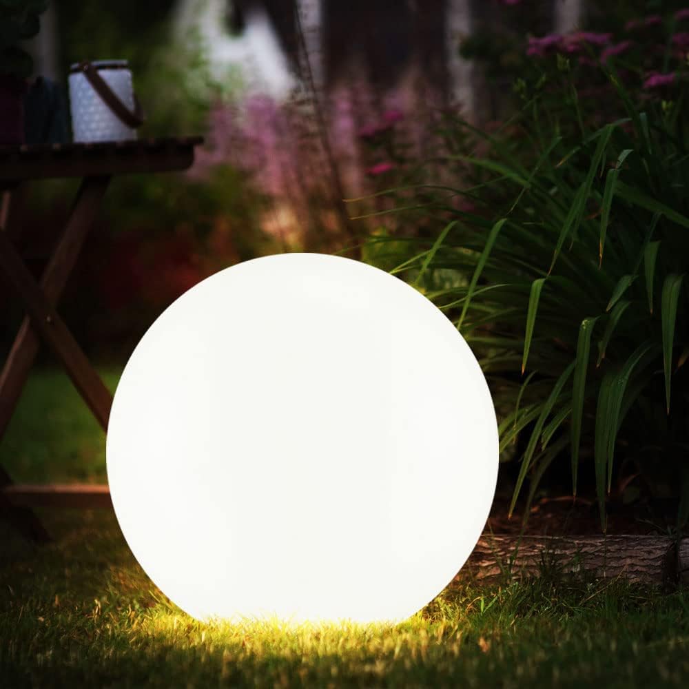 Mira Moderna Esfera Acrílico Luz Exterior Lámpara de Pie Blanca