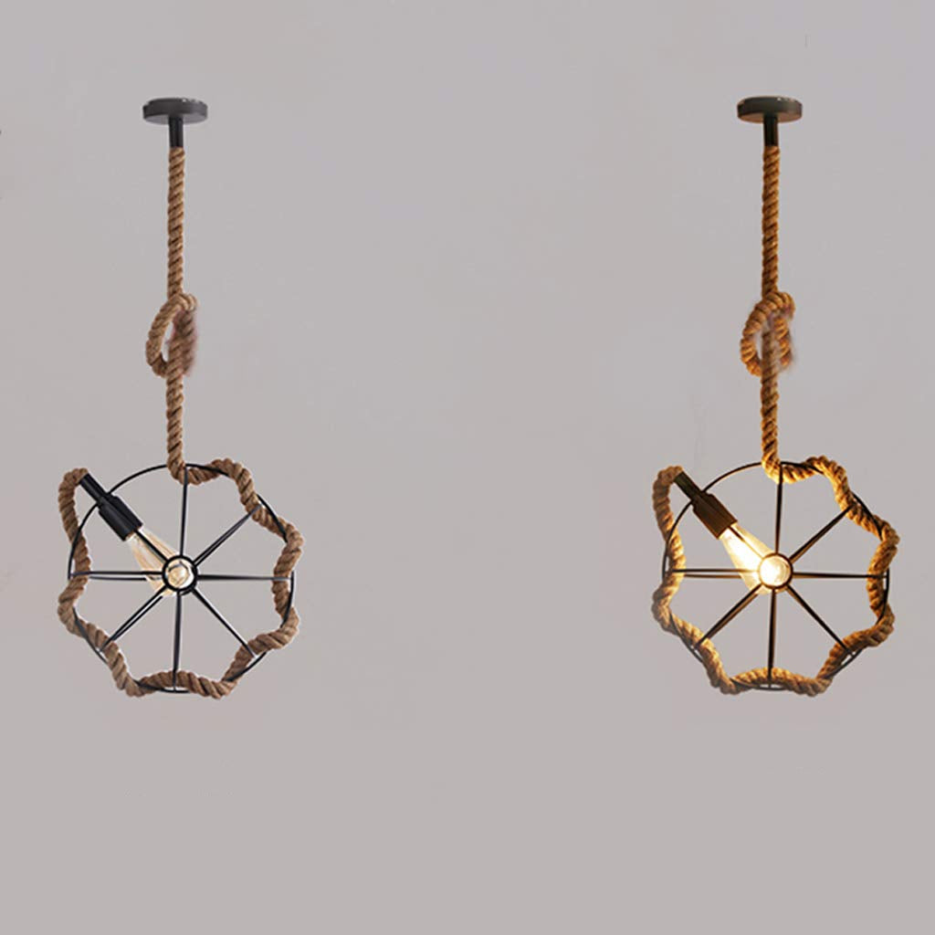 Epoch Retro LED Lámpara Colgante Negro Metal/Cuerda Bar/Salón