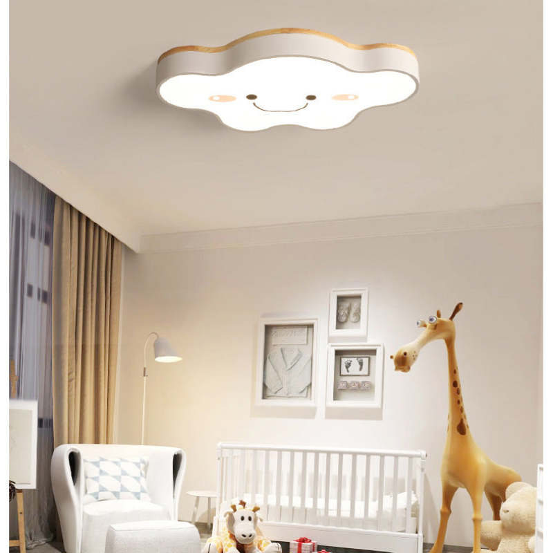 Arisha Decorativa Art Cloud Madera/Acrílico LED Lámpara de Techo Rosa/Verde/Blanca