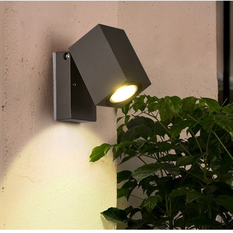 Orr Minimalista Foco Rectangular Metal  Aplique de Pared Exterior Negro