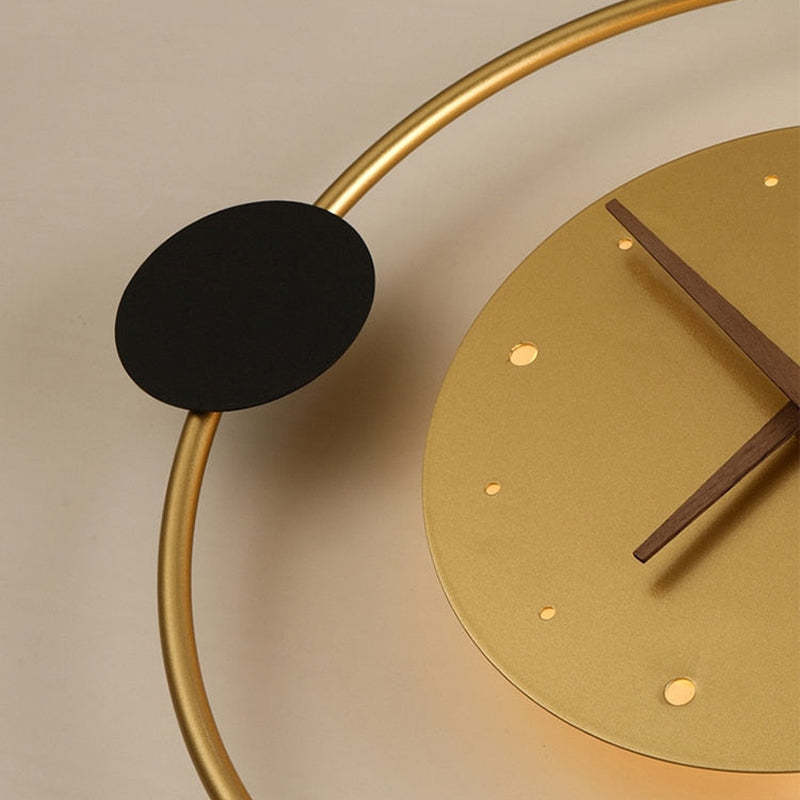 Arisha Diseño Reloj Metal/Vidrio Aplique de Pared Dorado/Negro