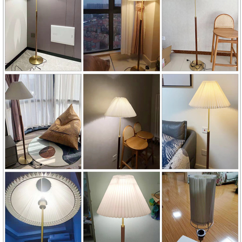 Muto Moderna Simple Metal/Tela Lámpara de Pie/Mesa, Nogal