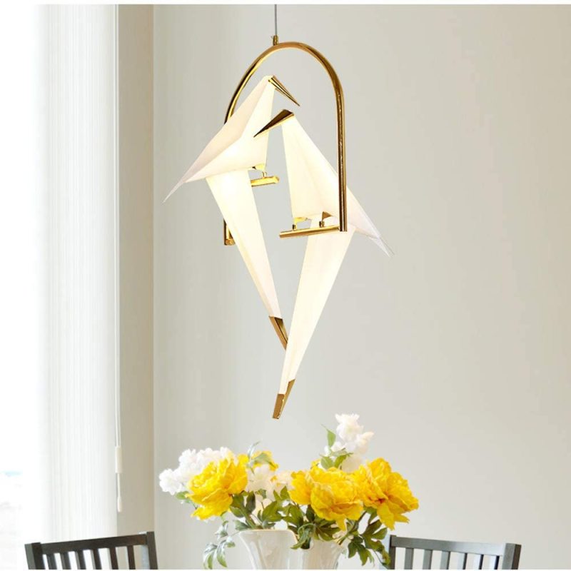 Arisha Decorativa Pájaro Metal/Vidrio Lámpara Colgante Dorada