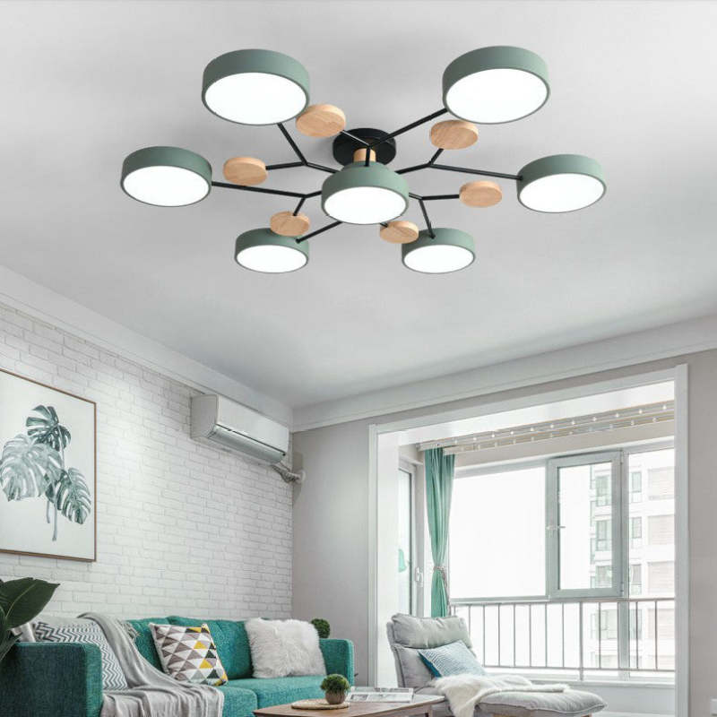 Muto Moderna Minimalista Redonda Metal/Acrílico Lámpara de Techo Blanco/Verde/Gris