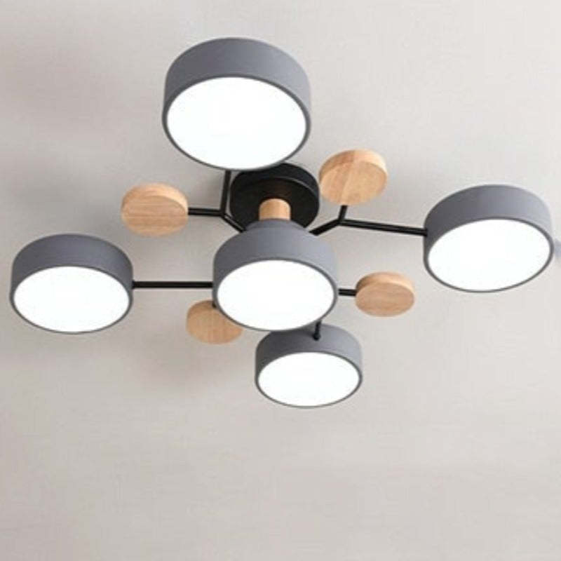 Muto Moderna Minimalista Redonda Metal/Acrílico Lámpara de Techo Blanco/Verde/Gris