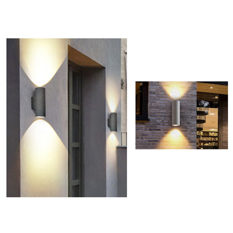 Ray Moderno Cilíndrico Cemento/Acrílico Aplique de Pared Exterior Negro/Blanco
