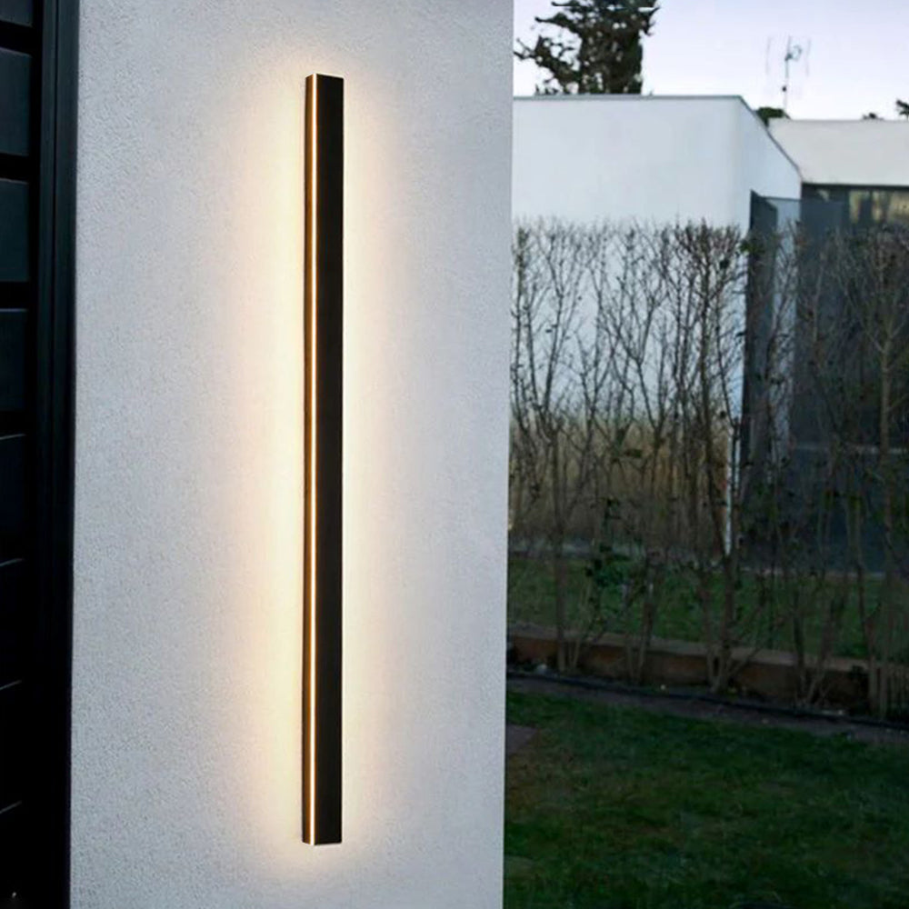 Edge Minimalista Lineal Metal Acrílico Aplique de Pared Exterior Negro