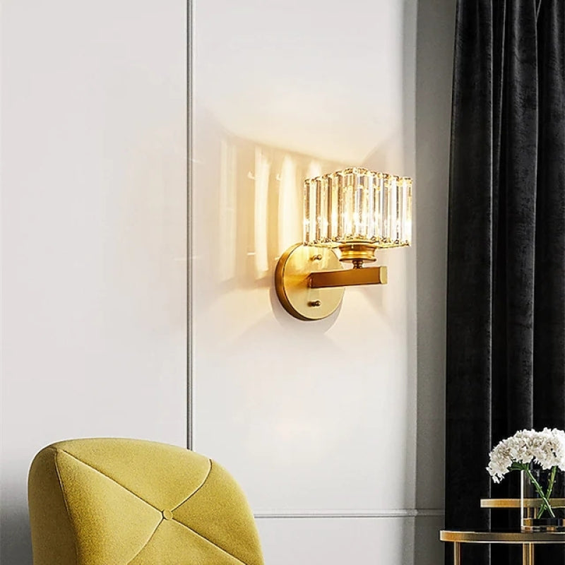 Arisha Moderno Cuadrado/Redondo Metal/Cristal Aplique de Pared Dorado