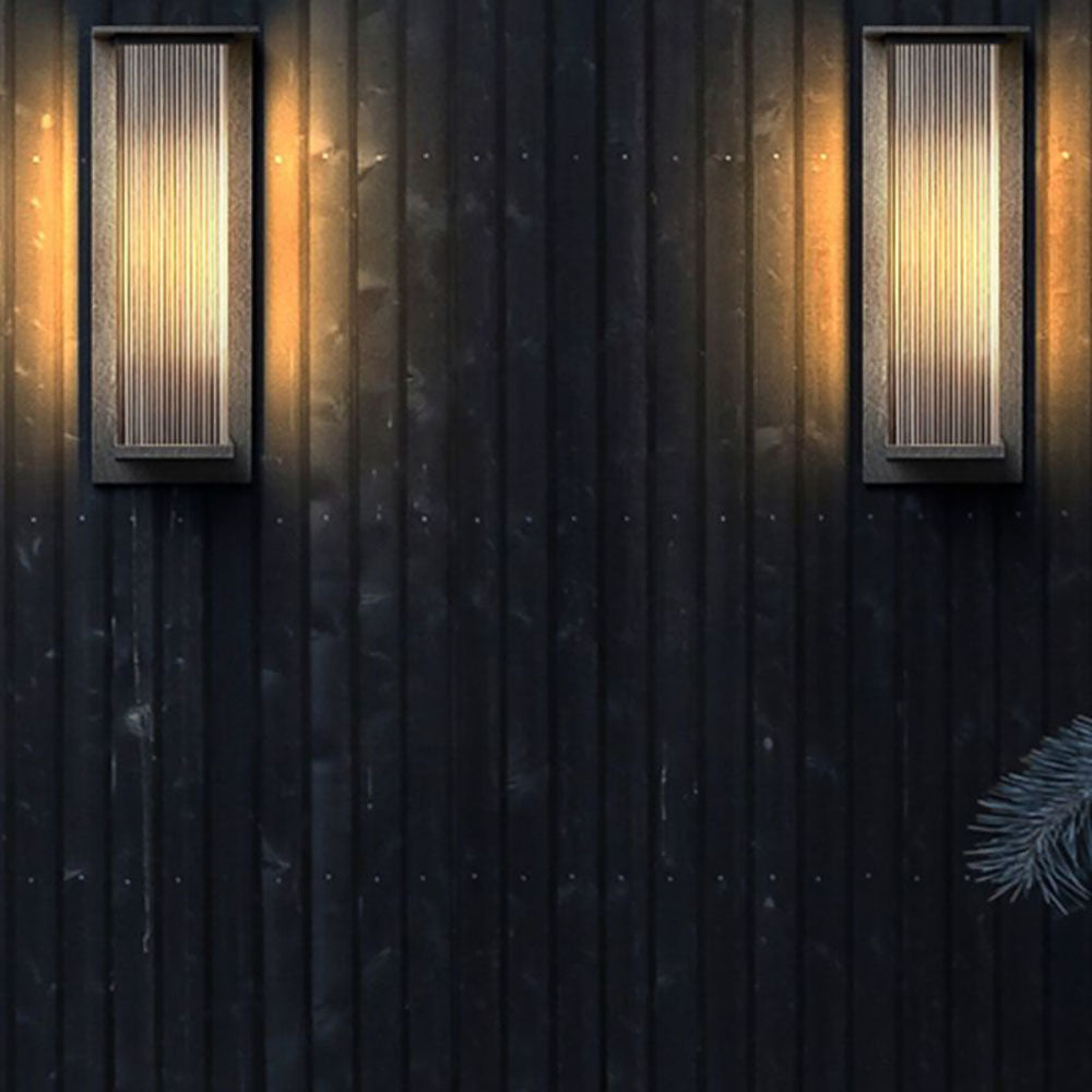 Ray Retro Cuboide Metal/Acrílico LED Aplique de Pared Exterior Negro