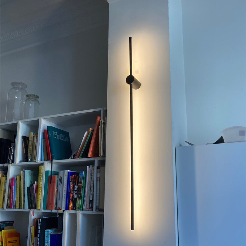 Edge Minimalista Lineal Metal Aplique de Pared Exterior Negro