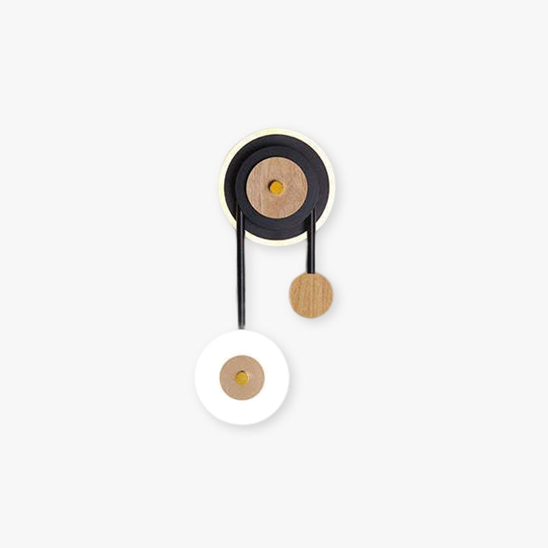 Nordic Moderno Redondo Madera Aplique de Pared Negro