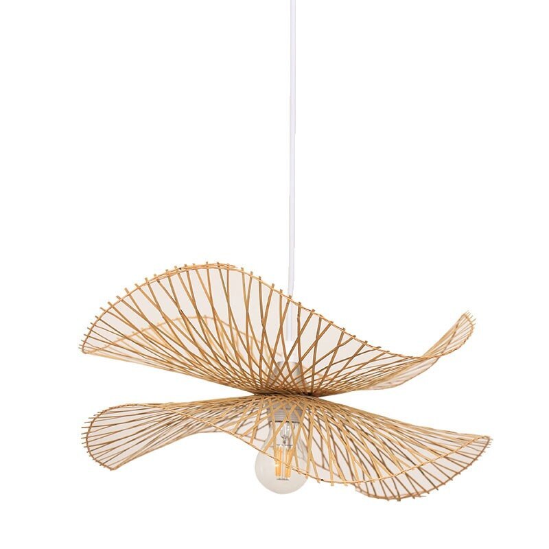 Muto Zen Art Déco Irregularmente Metal/Ratán LED Lámpara Colgante Madera