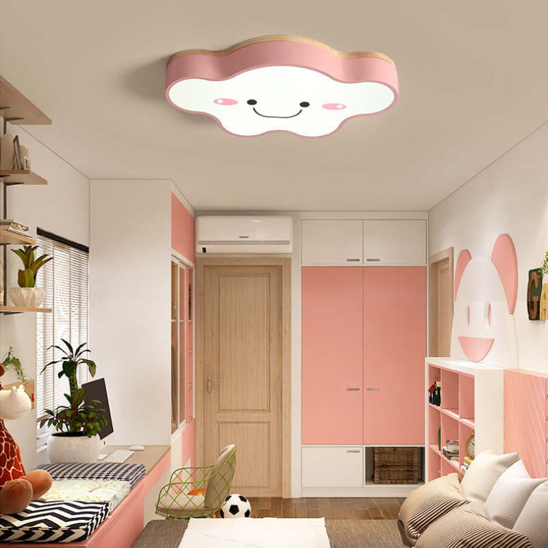 Arisha Decorativa Art Cloud Madera/Acrílico LED Lámpara de Techo Rosa/Verde/Blanca