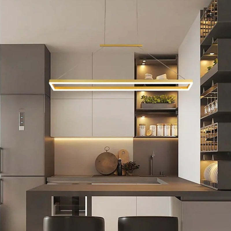 Edge Clásica Rectangular Metal Lámpara Colgante Café/Dorada