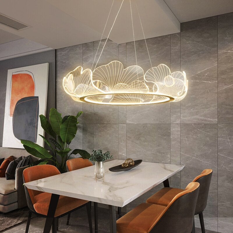 Kristy Moderna Decorativa Flor Metal/Acrílico Lámpara Colgante Dorada