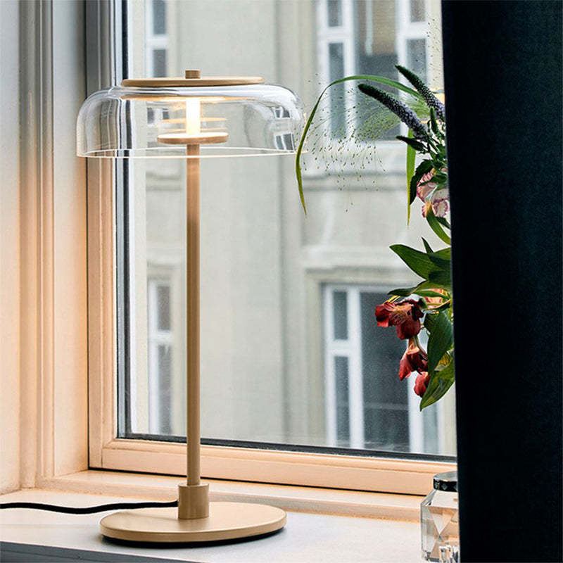 Arisha Moderna Diseño Vidrio/Metal Lámpara de Mesa Dorada/Madera