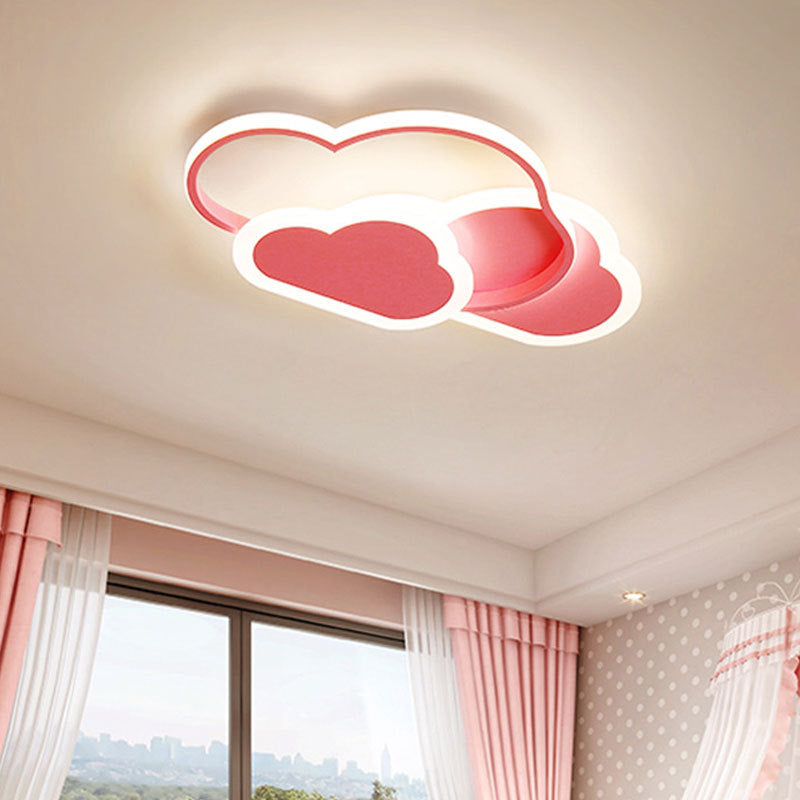 Arisha Diseño Nube Metal/Acrílico Lámpara de Techo Blanca/Rosa