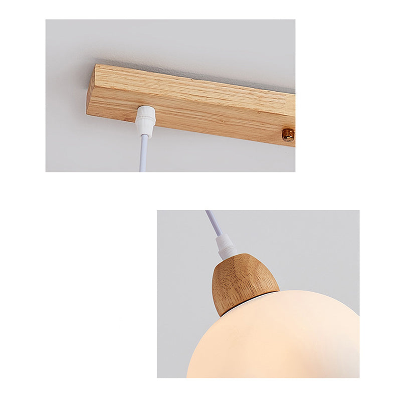Muto Minimalista Flor Madera/Acrílico Lámpara Colgante Blanca