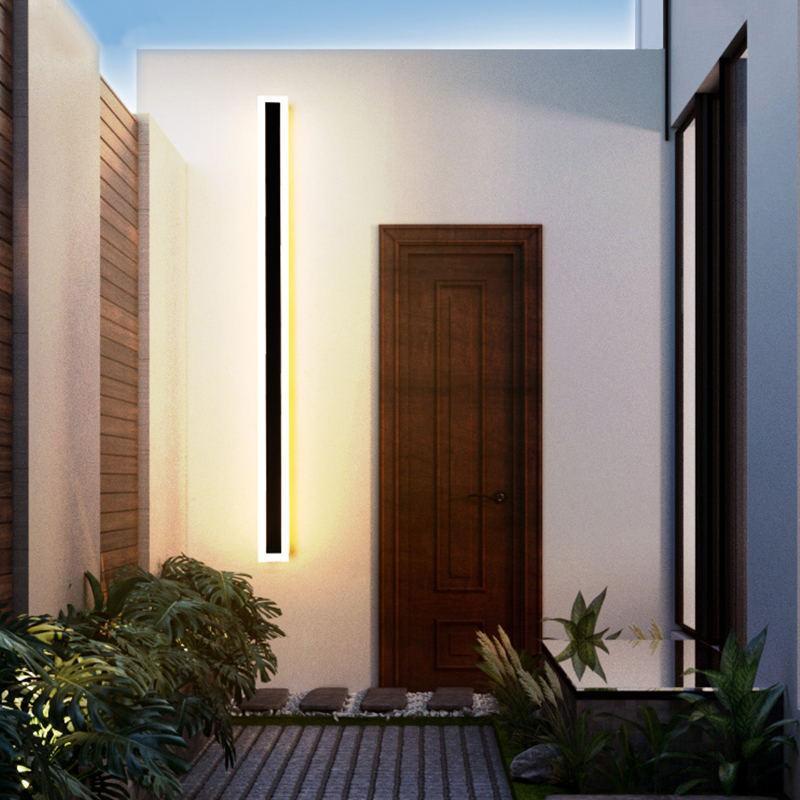 Edge Moderna Lineal Metal Aplique de Pared Exterior Negra