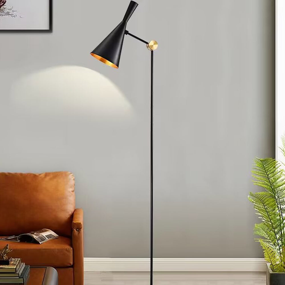Mira Moderna Simple Lineal Metal Lámpara de Pie Negra
