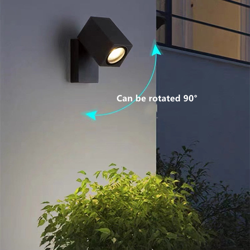 Orr Minimalista Foco Rectangular Metal  Aplique de Pared Exterior Negro