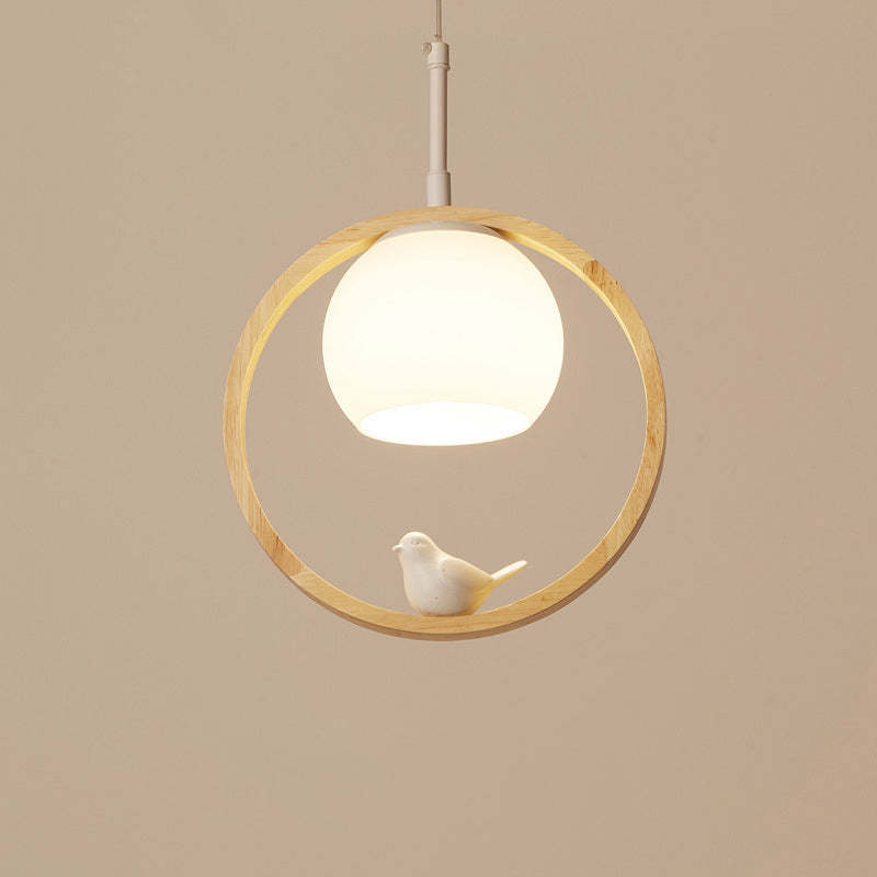 Nordic Diseño Pájaro Metal/Madera LED Lámpara Colgante Madera